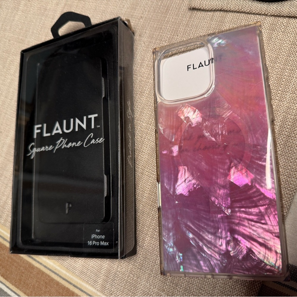 Flaunt Square Pink Mother of Pearl MagSafe iPhone 16 Pro Max Case